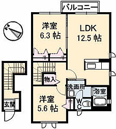 ブランドールOHNO 2LDKの間取図画像
