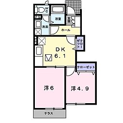 アヴニール遠賀C 2DKの間取図画像