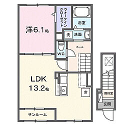 プリムローズ春日 1LDKの間取図画像
