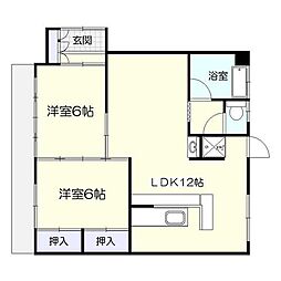 浜田ビル 2LDKの間取図画像