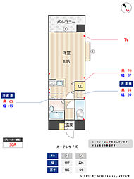 シーシャイン宮司 ワンルームの間取図画像