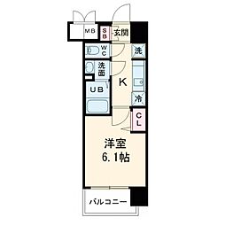 プレサンパーク大阪同心メゾヴィータ 1Kの間取図画像