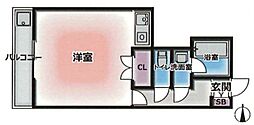 元町MGレヂデンス3 ワンルームの間取図画像