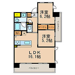 ベレッツァ門司 2LDKの間取図画像