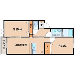 アスコット東郡山 2LDKの間取図画像