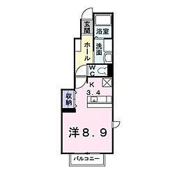 リバーサイド ワンルームの間取図画像