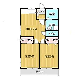 キャッスルパーク 2DKの間取図画像