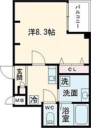 エヌエム・スワサント-キャトルズ 1Kの間取図画像