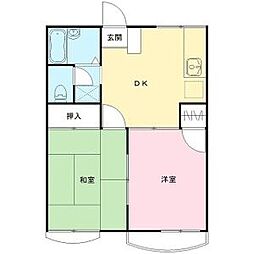 グリーンコーポ1 2DKの間取図画像