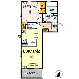 ディアプレイス 1LDKの間取図画像