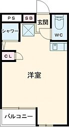 フリーディオ城垣 ワンルームの間取図画像