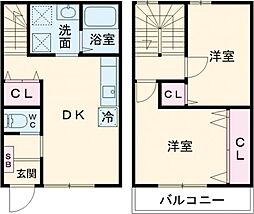 Young Frau(ユングフラウ) 2DKの間取図画像