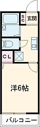 アリュール学院前3 1Kの間取図画像