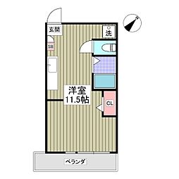 フェリオ毛呂山 ワンルームの間取図画像