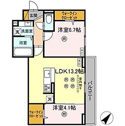 D-KISARIA WV 2LDKの間取図画像
