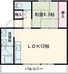 ユートピア荒尾2棟 1LDKの間取図画像
