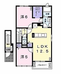メゾンプロムナード 2LDKの間取図画像