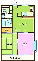 パレス・スクウェアー 2DKの間取図画像