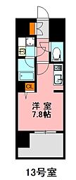 デュ・レジア博多レジデンス ワンルームの間取図画像