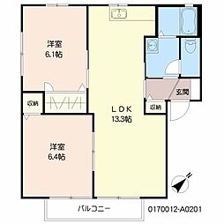 リバーサイド小野田 2LDKの間取図画像