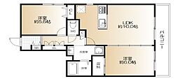 グラン・フェルティ神戸山手通り 2LDKの間取図画像