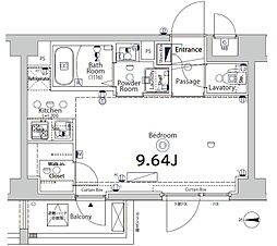 XEBEC大鳥居2 ワンルームの間取図画像