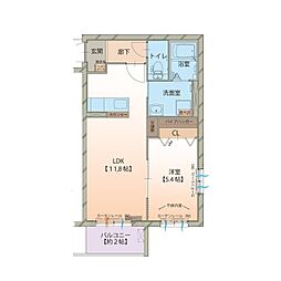 ハートフルブリーゼ 1LDKの間取図画像