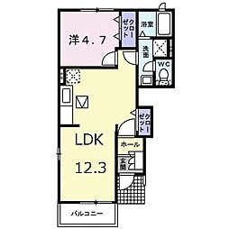 ヴィラ・ボナール2 1LDKの間取図画像
