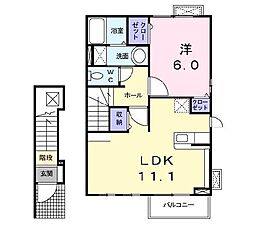 ベルハウス曙 1LDKの間取図画像