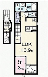 コンフォールB 1LDKの間取図画像