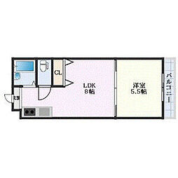 ティファニーハイツ 1LDKの間取図画像