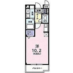 プリムローズ2 ワンルームの間取図画像