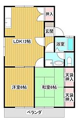 グランベルデB 2LDKの間取図画像