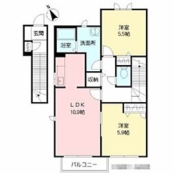 プレミール・Gさくら館 2LDKの間取図画像