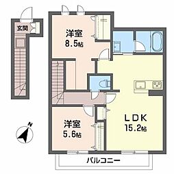 サクラスターかみすき 2LDKの間取図画像