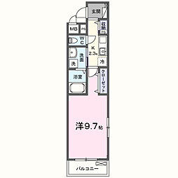 レッドパイン 1Kの間取図画像