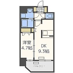 プレサンス野田阪神駅前ザ・プレミアム 1DKの間取図画像