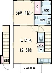 アズールA 1LDKの間取図画像