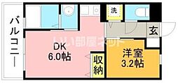 リード桜坂 1DKの間取図画像