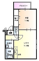 フジパレスリーリエ石津 1LDKの間取図画像