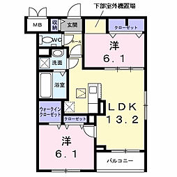 セレーナ オーヴェスト 2LDKの間取図画像