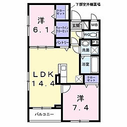 セレーナ オーヴェスト 2LDKの間取図画像
