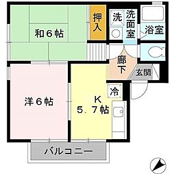 スペースMHMA棟 2Kの間取図画像