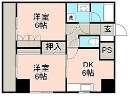 ライオンズマンション上通 2DKの間取図画像