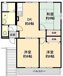 サンガーデン1C棟 3DKの間取図画像