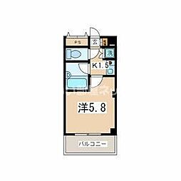 オセアン湘南台 1Kの間取図画像