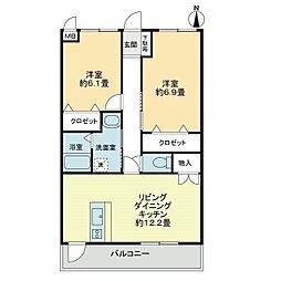 フォブール太田南 2LDKの間取図画像