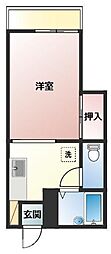 Kハイツ 1Kの間取図画像