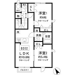 シエルB 2LDKの間取図画像