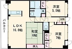 レイクサイド・テラス 3LDKの間取図画像